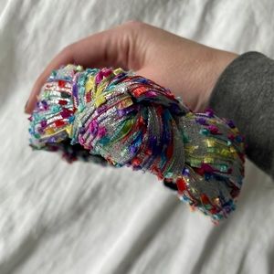 Lele Sadoughi silver metallic confetti headband and dustbag